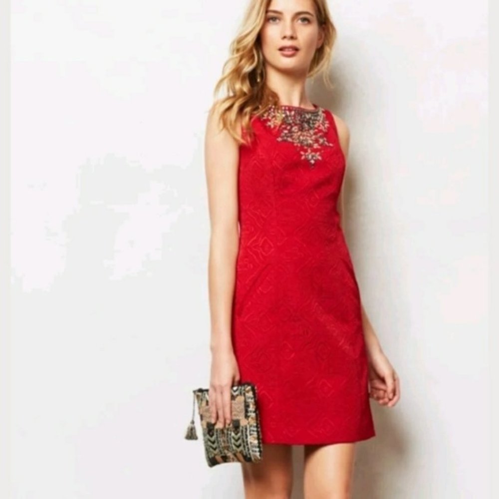 Anthropologie Red Mini Dress